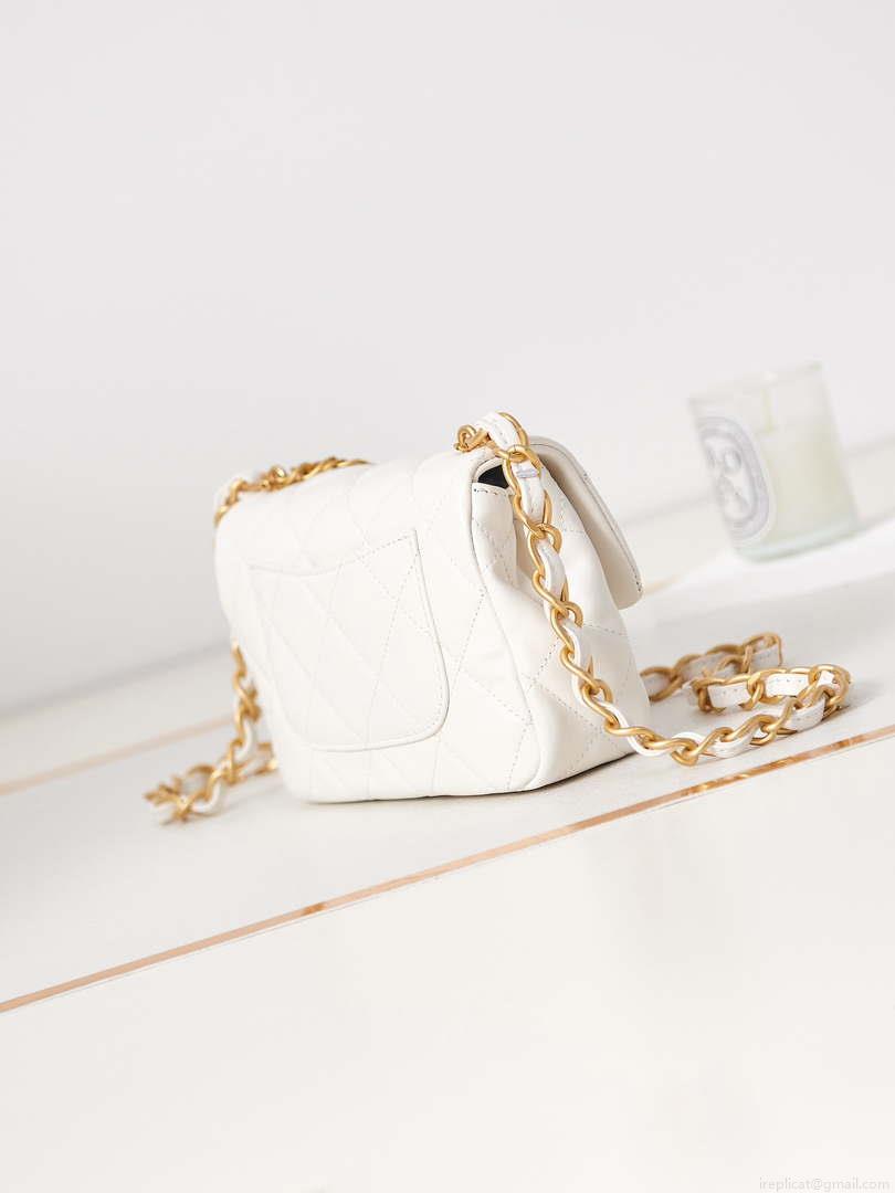 Chanel AS4012 Small Flap Lambskin Bag White