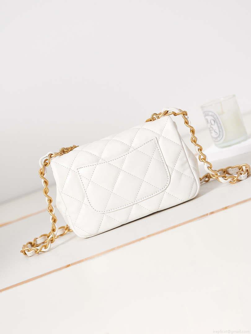 Chanel AS4012 Small Flap Lambskin Bag White
