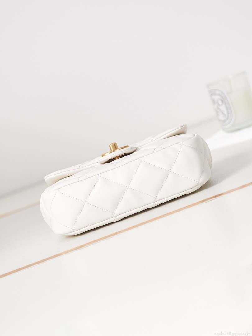 Chanel AS4012 Small Flap Lambskin Bag White
