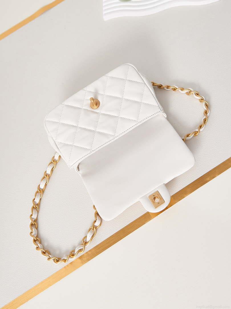 Chanel AS4012 Small Flap Lambskin Bag White