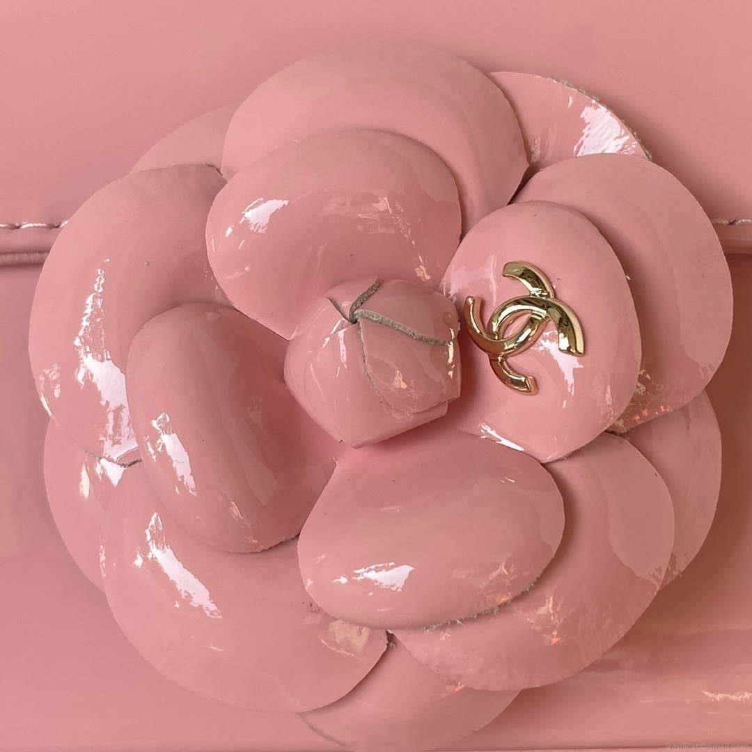 Chanel AS3356 Flap 23FW Patent leather Camellia Pink