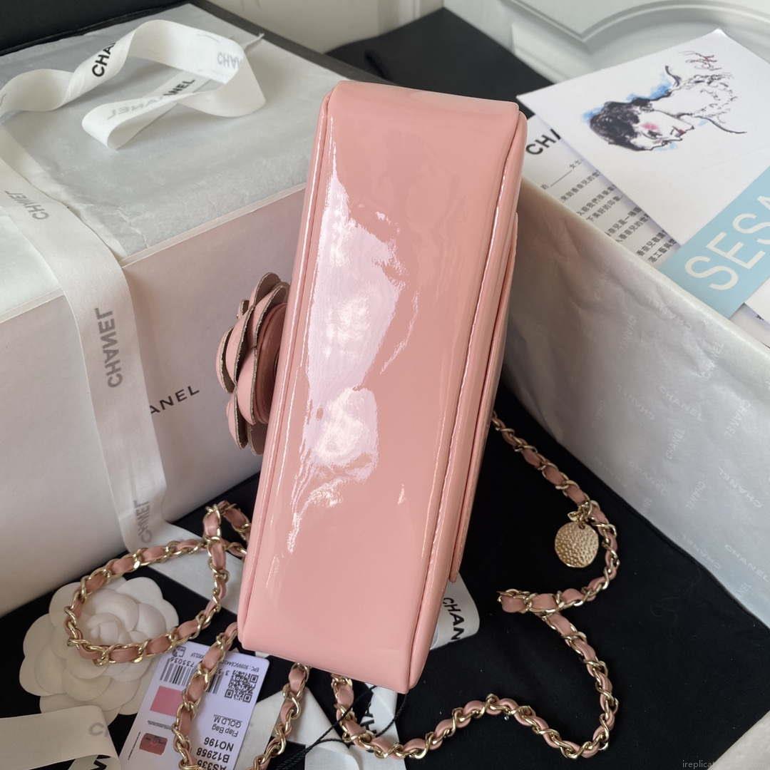 Chanel AS3356 Flap 23FW Patent leather Camellia Pink
