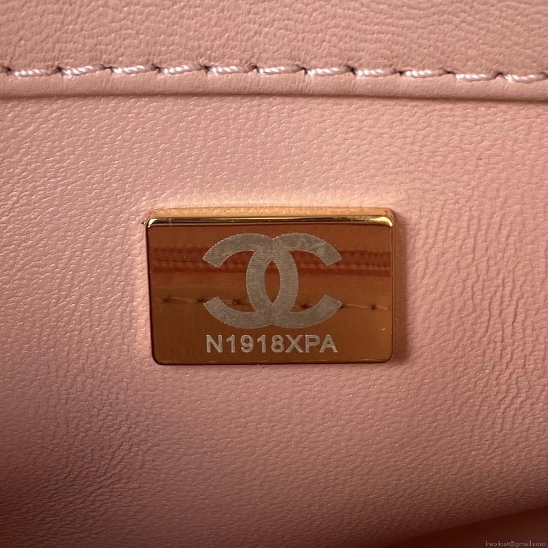 Chanel AS3356 Flap 23FW Patent leather Camellia Pink