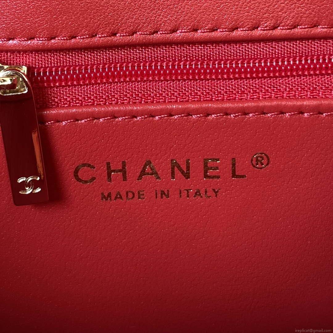 Chanel AS3356 Flap 23FW Patent leather Camellia Red