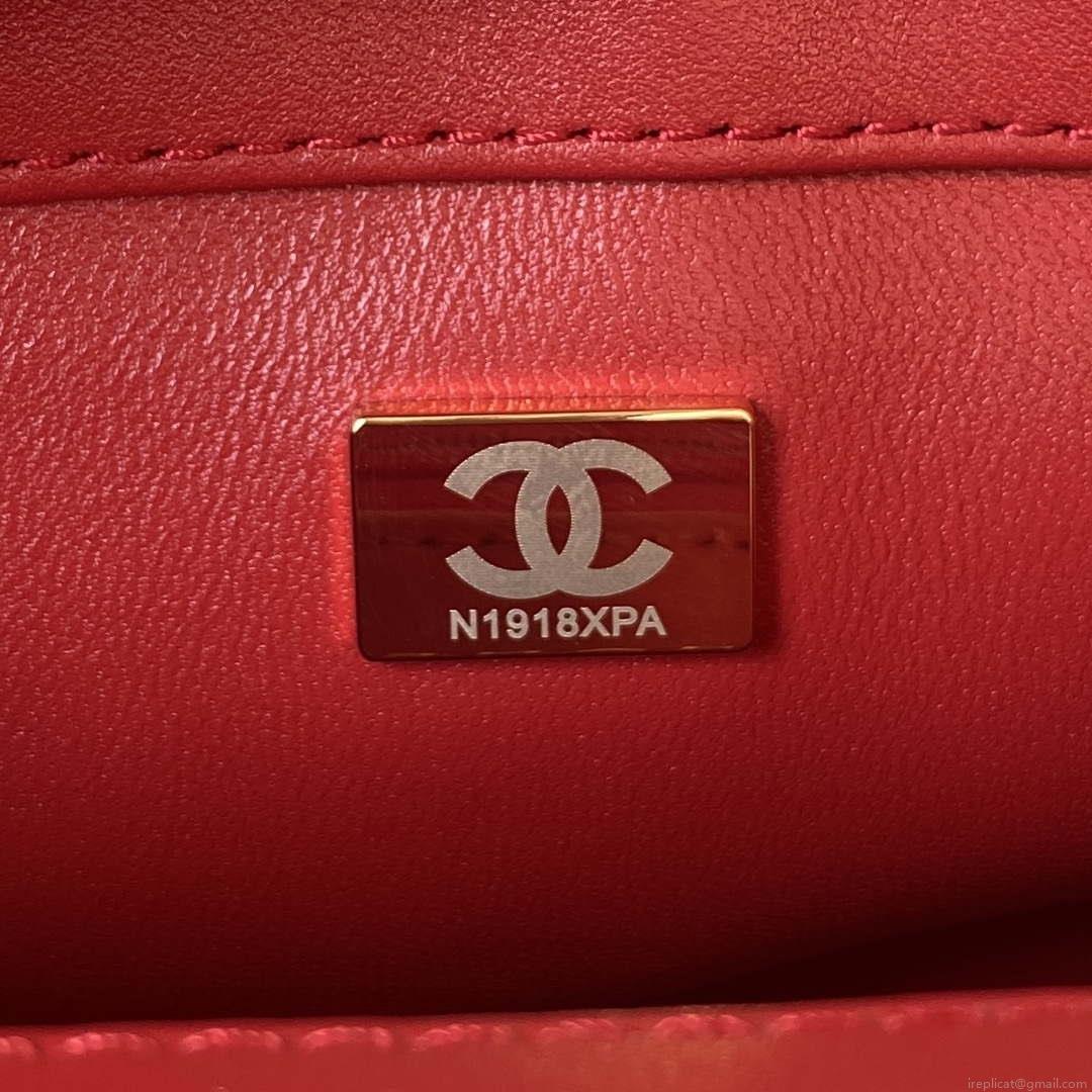 Chanel AS3356 Flap 23FW Patent leather Camellia Red