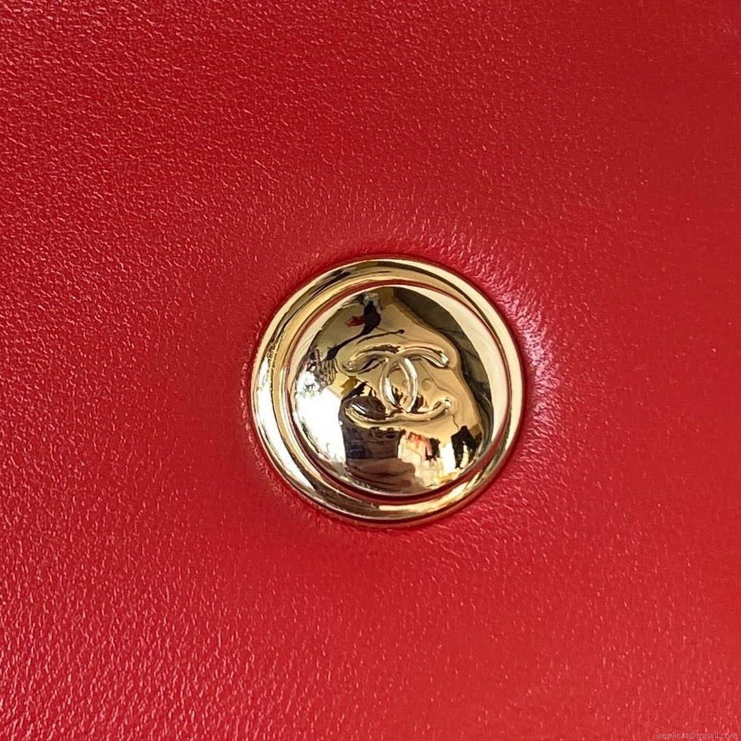 Chanel AS3356 Flap 23FW Patent leather Camellia Red