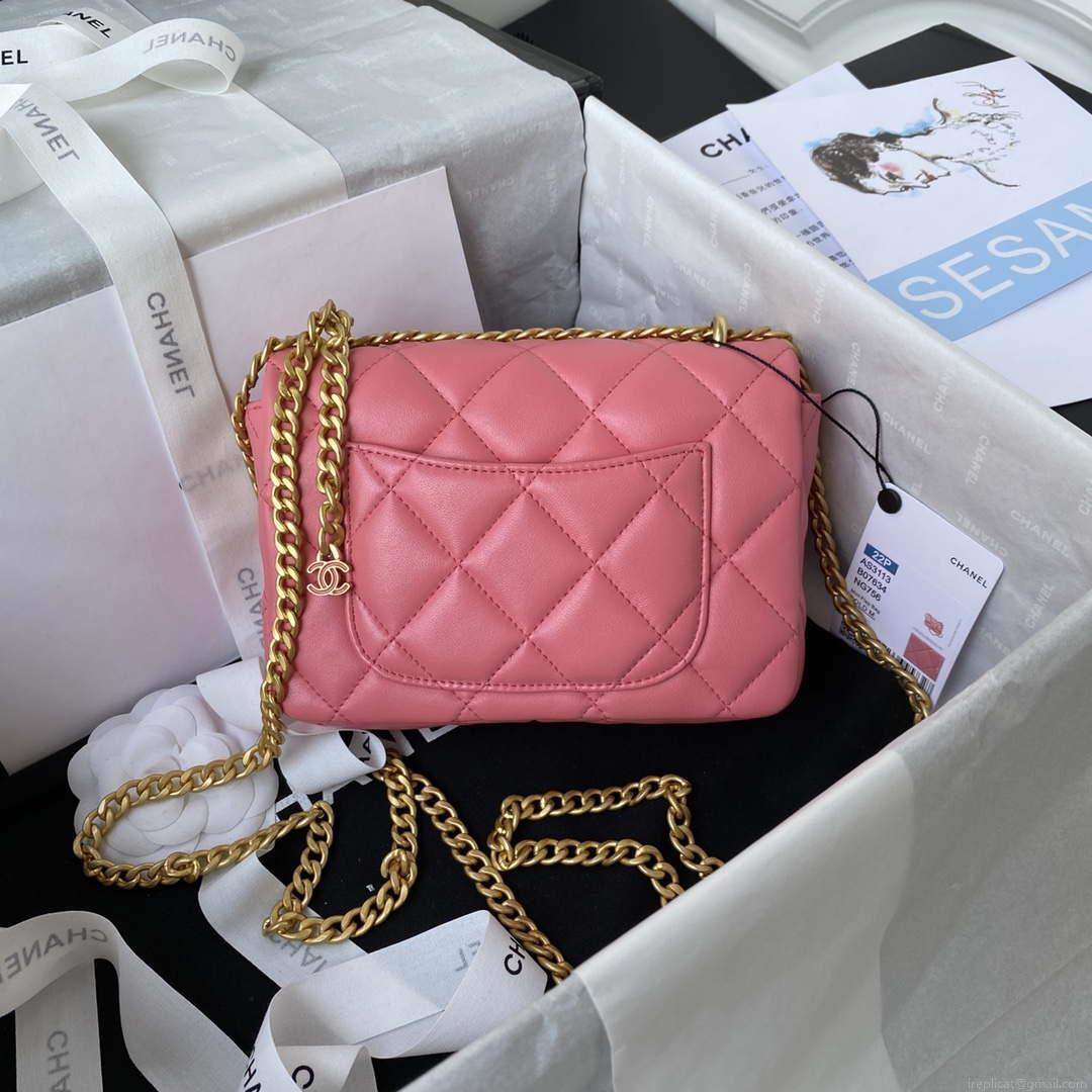 Chanel AS3113 Mini Flap Bag Lambskin Rose Red
