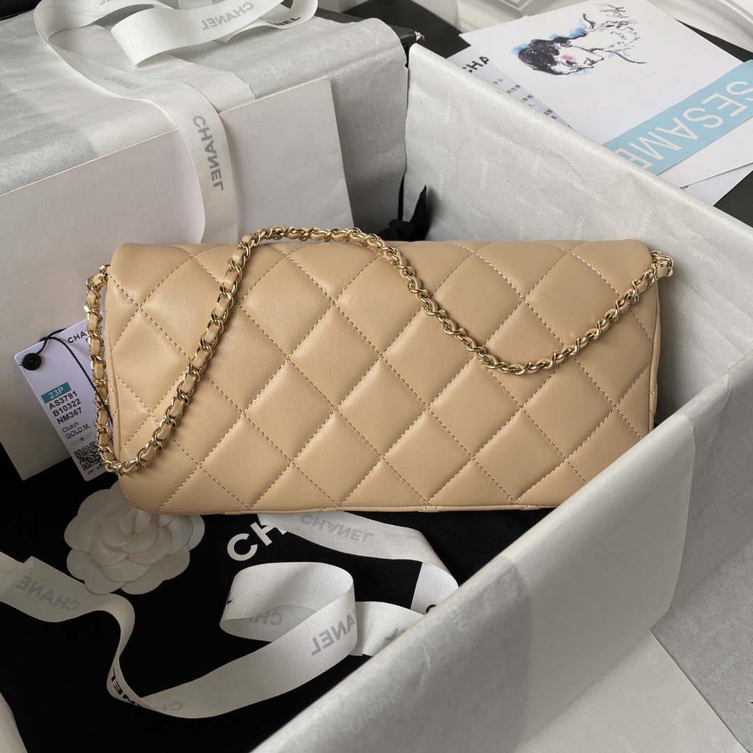 Chanel AS3791 Flap Bag Lambskin Apricot