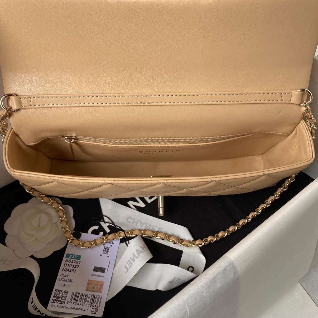 Chanel AS3791 Flap Bag Lambskin Apricot