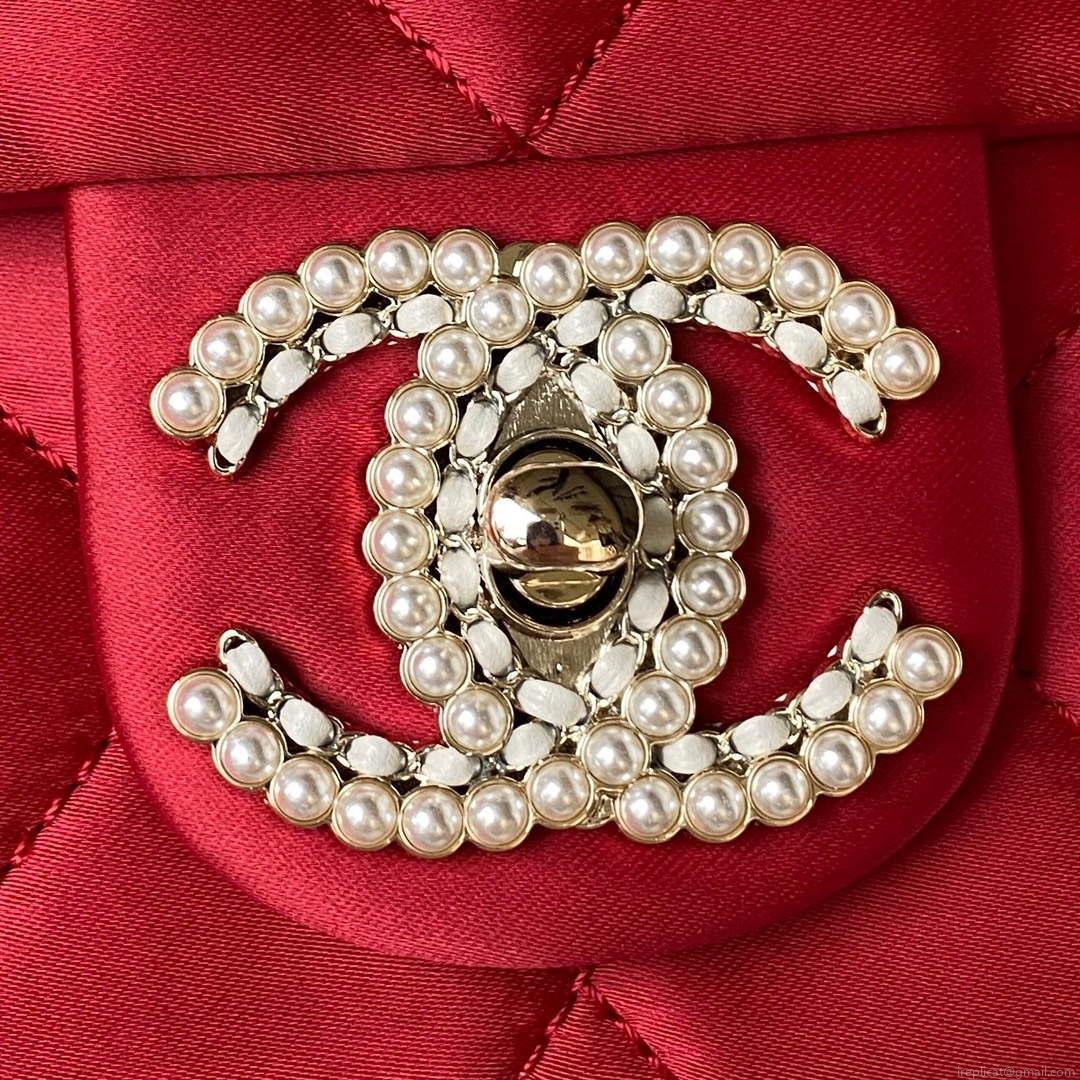 Chanel AS3791 Flap Bag Velvet and Lambskin Red
