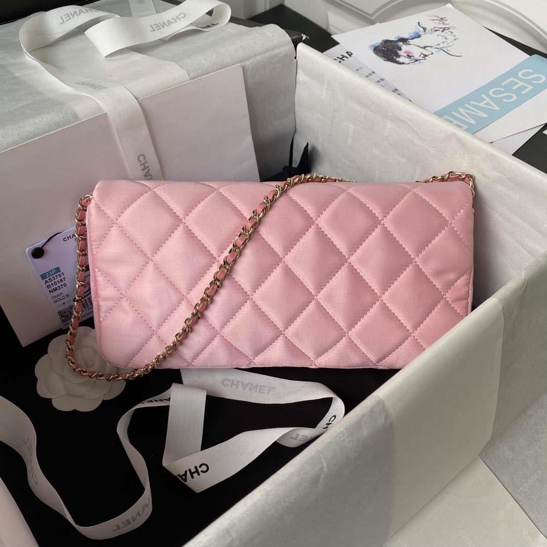 Chanel AS3791 Flap Bag Velvet and Lambskin Pink