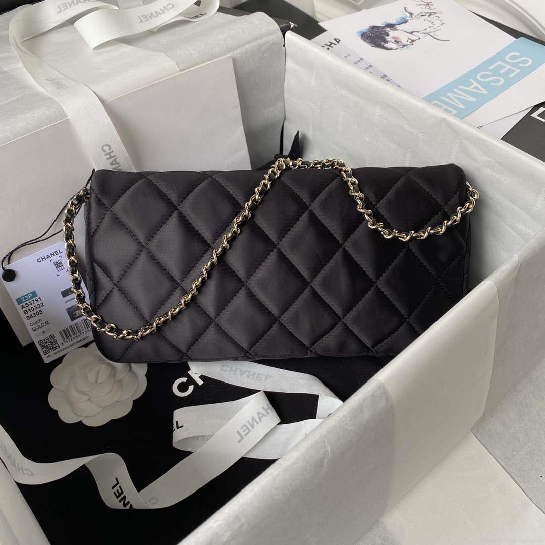 Chanel AS3791 Flap Bag Velvet and Lambskin Black