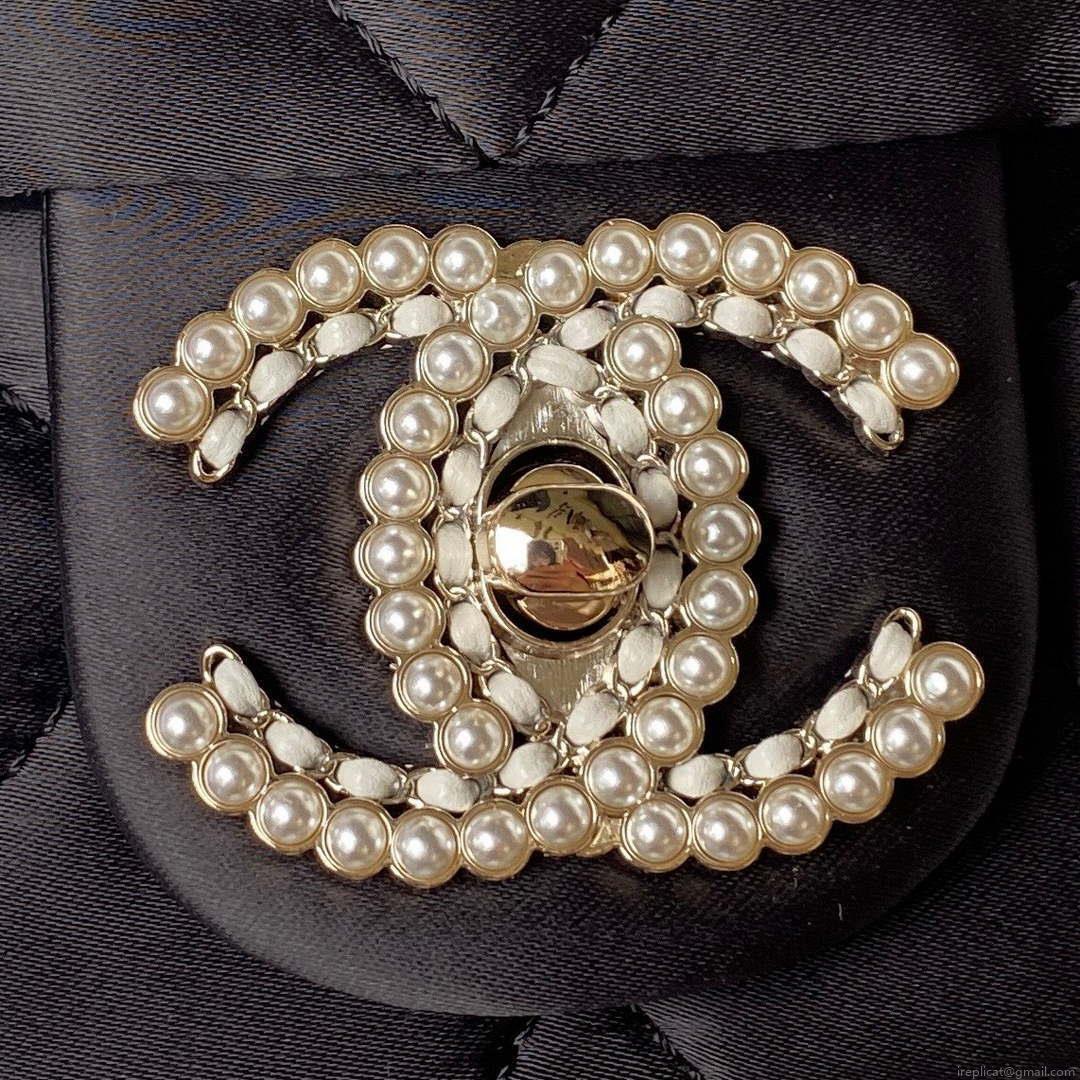 Chanel AS3791 Flap Bag Velvet and Lambskin Black