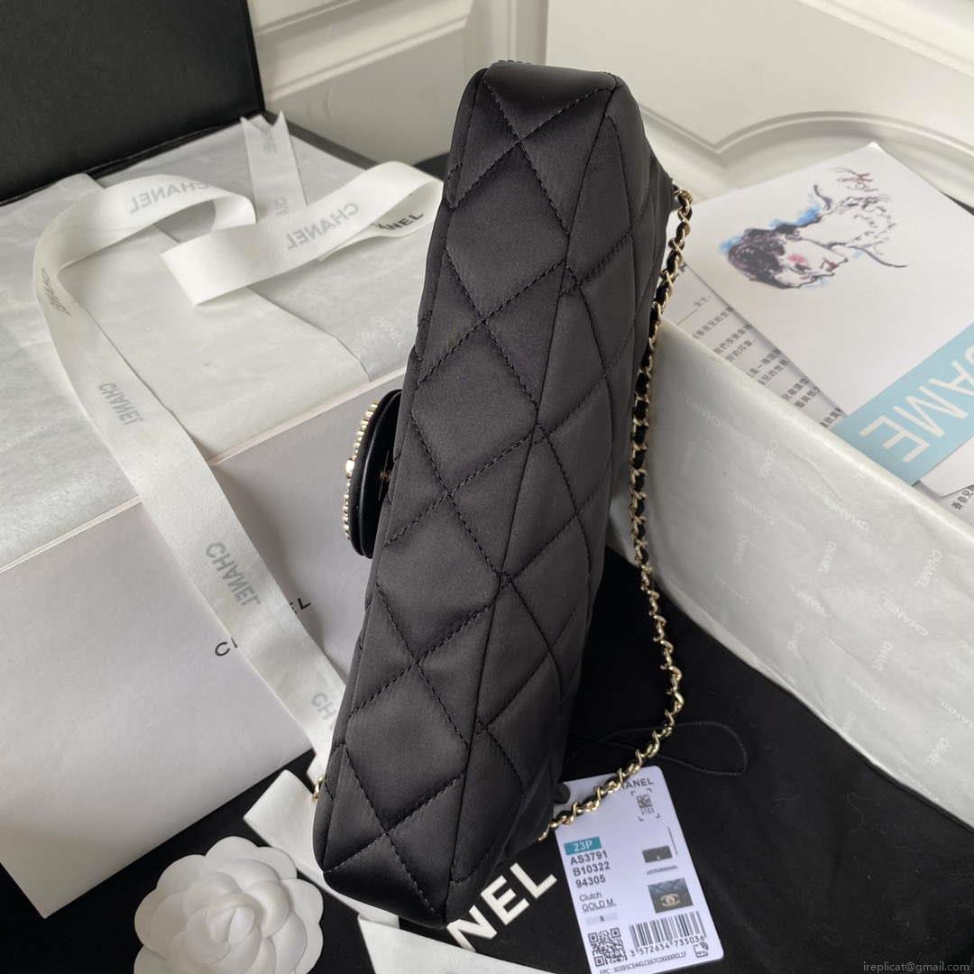 Chanel AS3791 Flap Bag Velvet and Lambskin Black