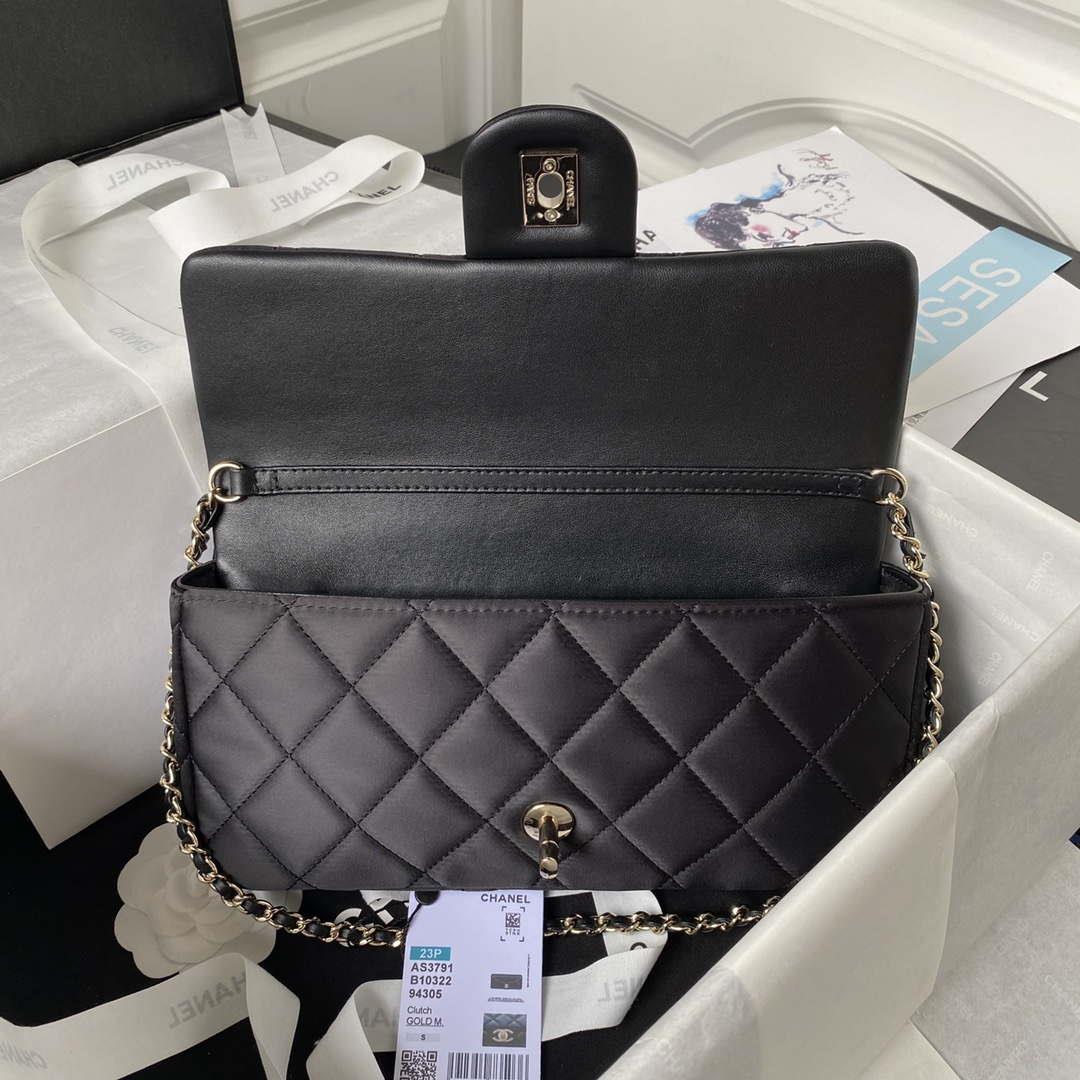 Chanel AS3791 Flap Bag Velvet and Lambskin Black
