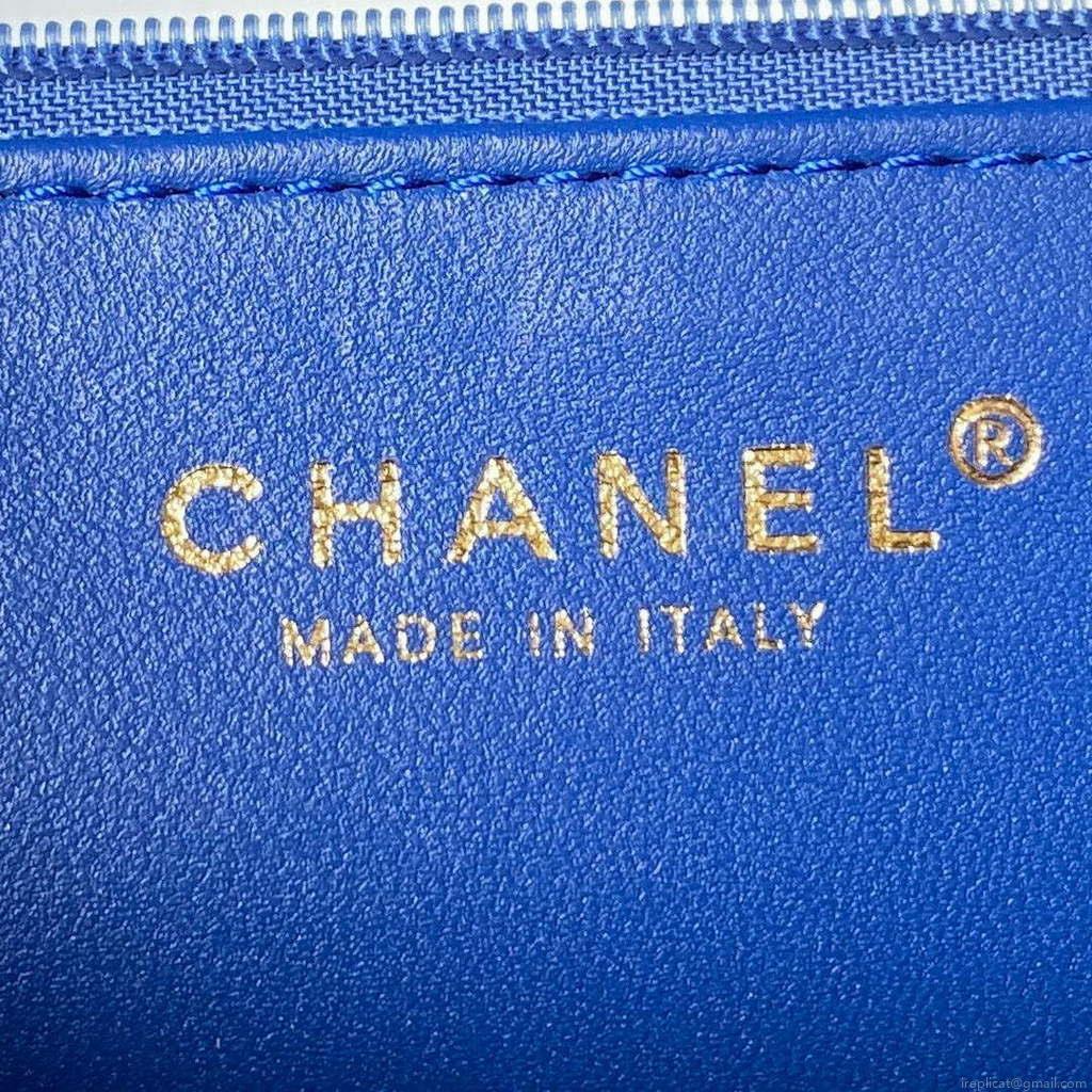 Chanel AS3791 Flap Bag Velvet and Lambskin Blue