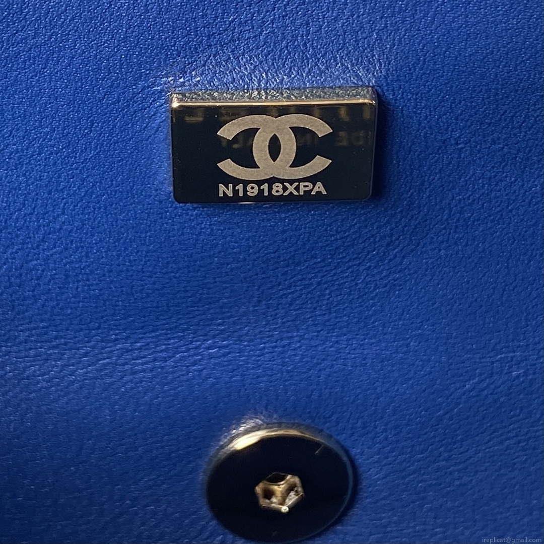 Chanel AS3791 Flap Bag Velvet and Lambskin Blue