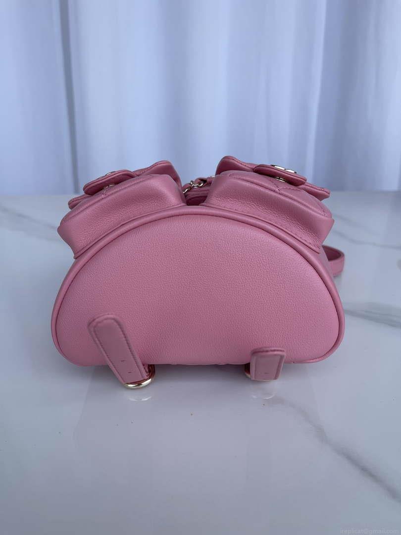 Chanel AS3860 Backpack Shiny Lambskin Gold Pink