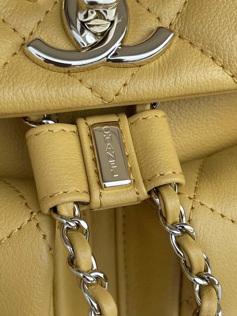 Chanel AS3860 Backpack Shiny Lambskin Gold Yellow