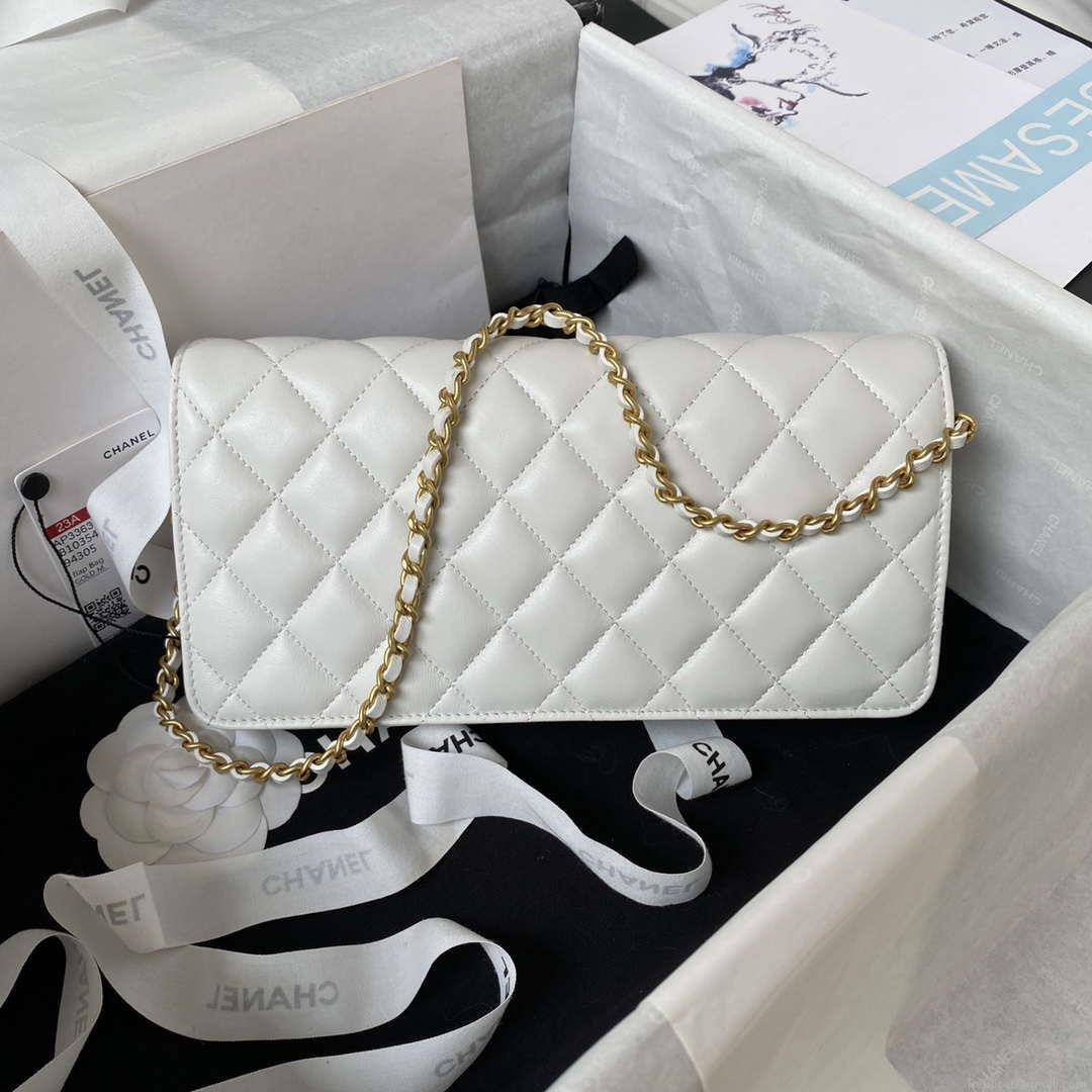 Chanel AP3363 Flap Baguette Bag Lambskin White