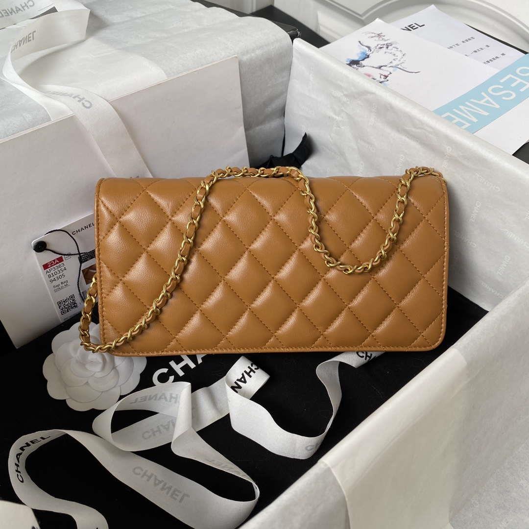Chanel AP3363 Flap Baguette Bag Lambskin Brown