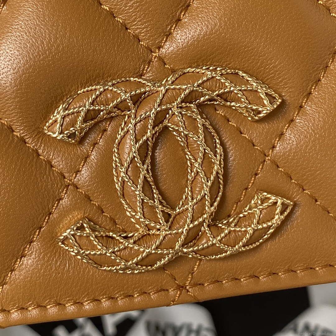 Chanel AP3363 Flap Baguette Bag Lambskin Brown