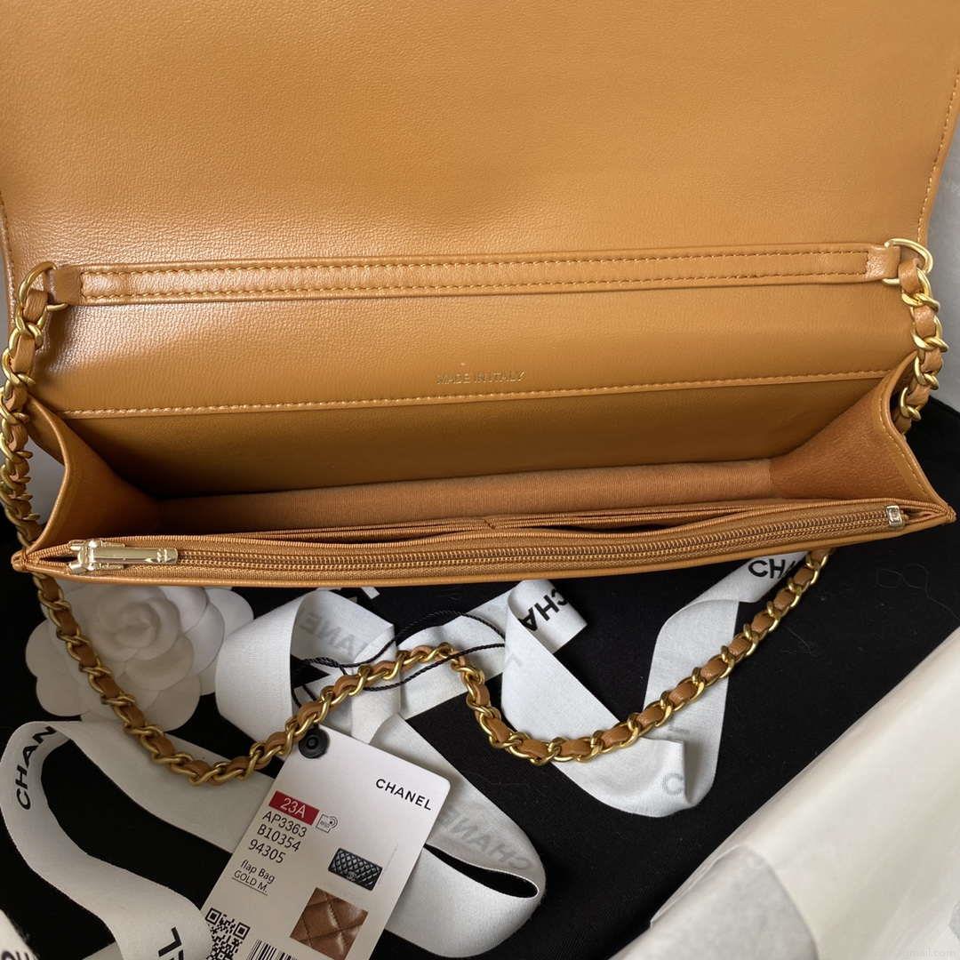 Chanel AP3363 Flap Baguette Bag Lambskin Brown