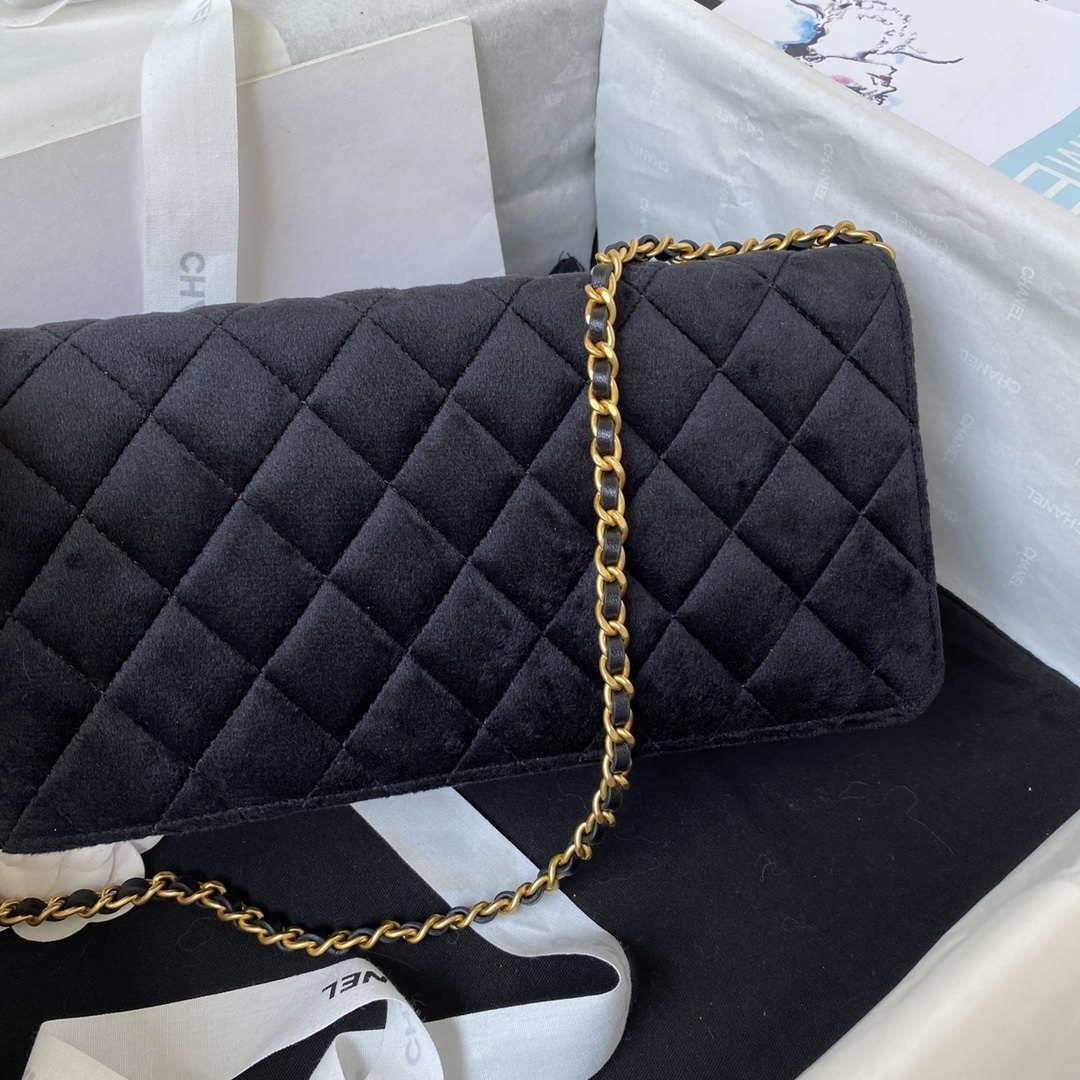 Chanel AP3363 Flap Baguette Bag Velvet Black