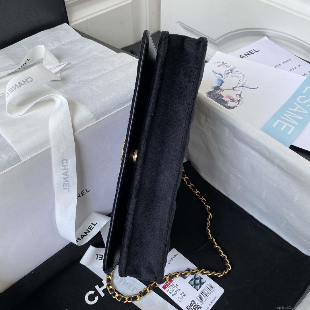Chanel AP3363 Flap Baguette Bag Velvet Black
