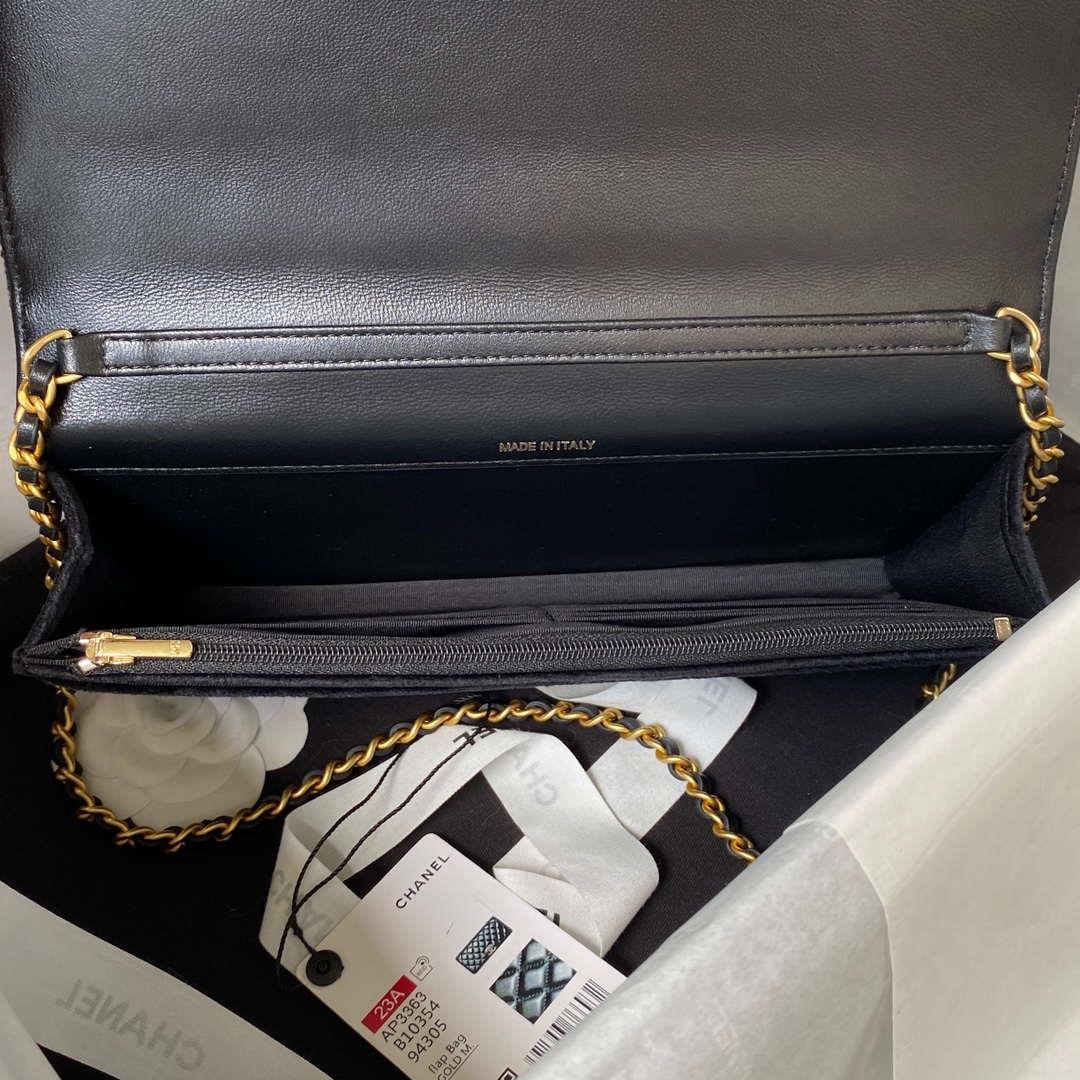 Chanel AP3363 Flap Baguette Bag Velvet Black