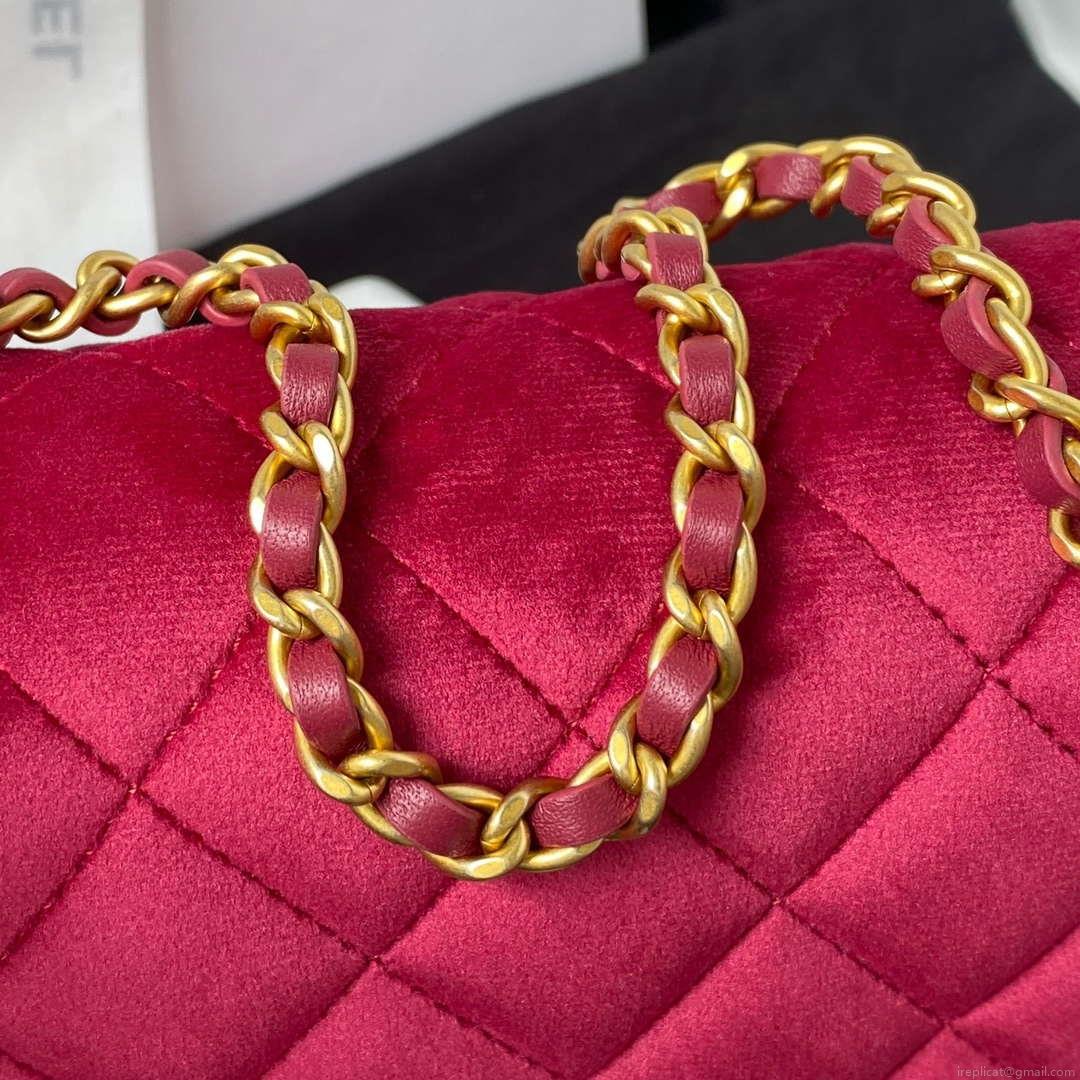 Chanel AP3363 Flap Baguette Bag Velvet Wine Red