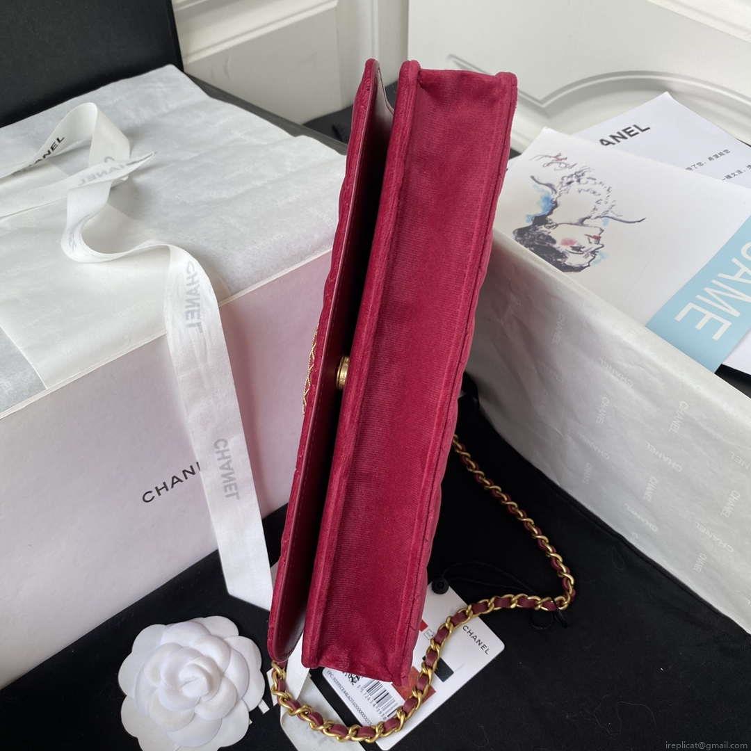 Chanel AP3363 Flap Baguette Bag Velvet Wine Red