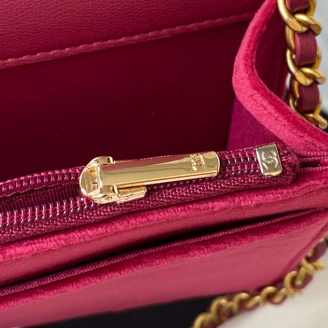 Chanel AP3363 Flap Baguette Bag Velvet Wine Red
