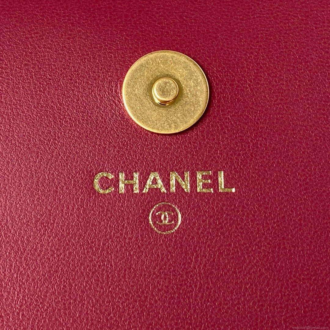 Chanel AP3363 Flap Baguette Bag Velvet Wine Red