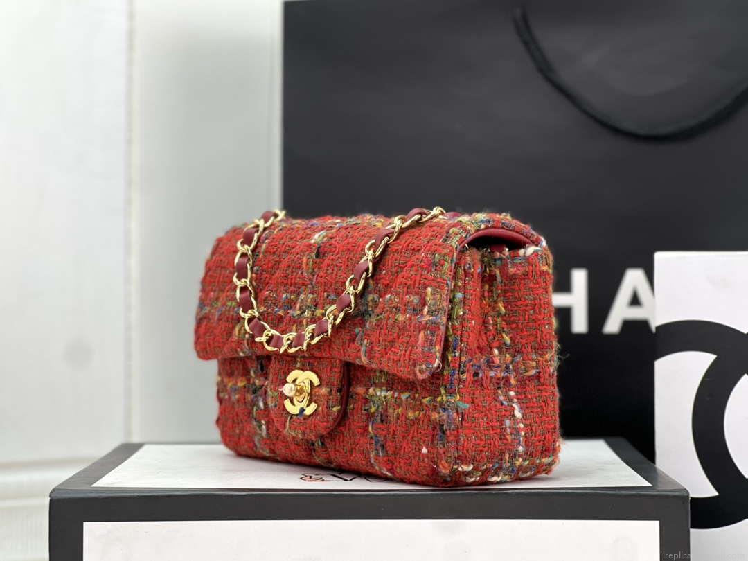 Chanel AS1116 Small Flap bag Woolen A69900 Red