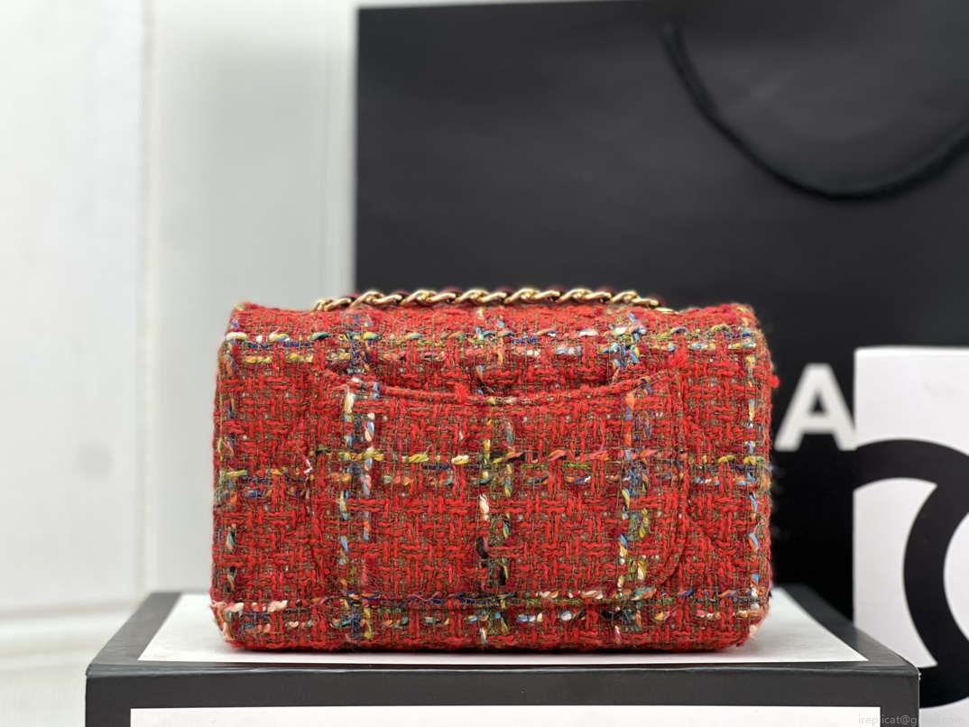 Chanel AS1116 Small Flap bag Woolen A69900 Red