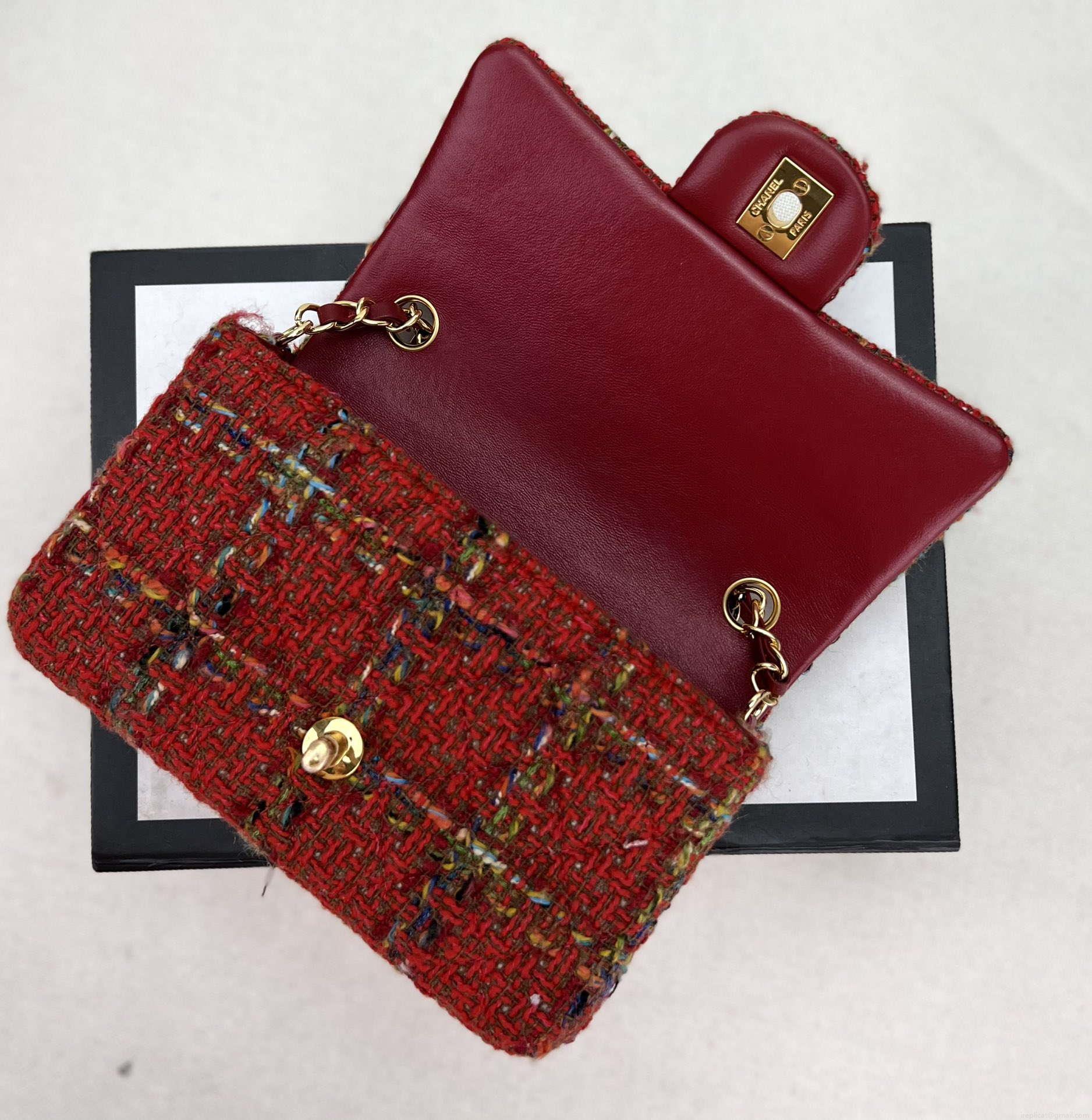 Chanel AS1116 Small Flap bag Woolen A69900 Red