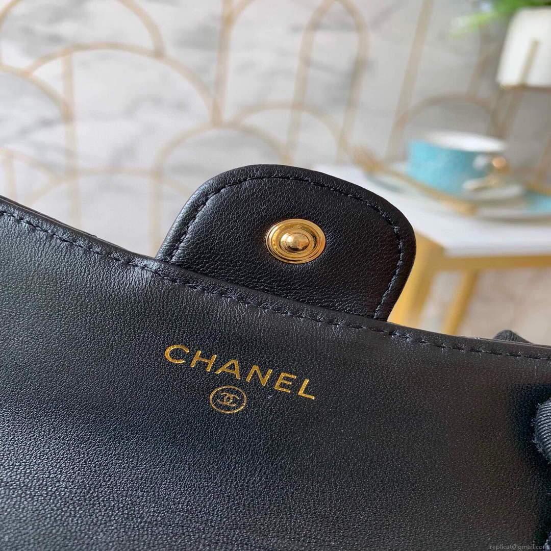 Chanel AP0214 Classic Card Holder Lambskin Black Gold