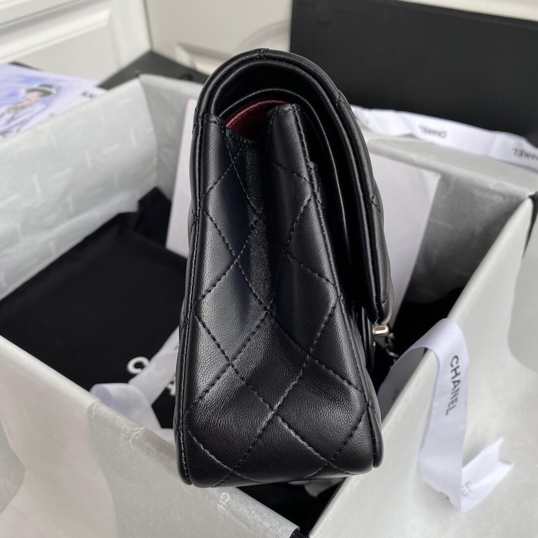 Chanel A01112 CF Quilted Classic Flap Bag in Grainy Lambskin Black