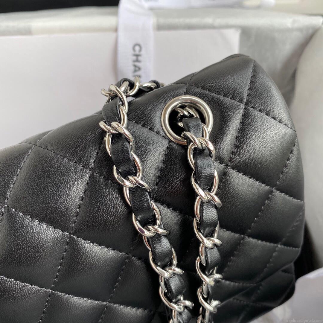 Chanel A01112 CF Quilted Classic Flap Bag in Grainy Lambskin Black