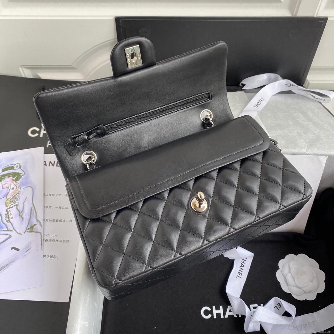 Chanel A01112 CF Quilted Classic Flap Bag in Grainy Lambskin Black