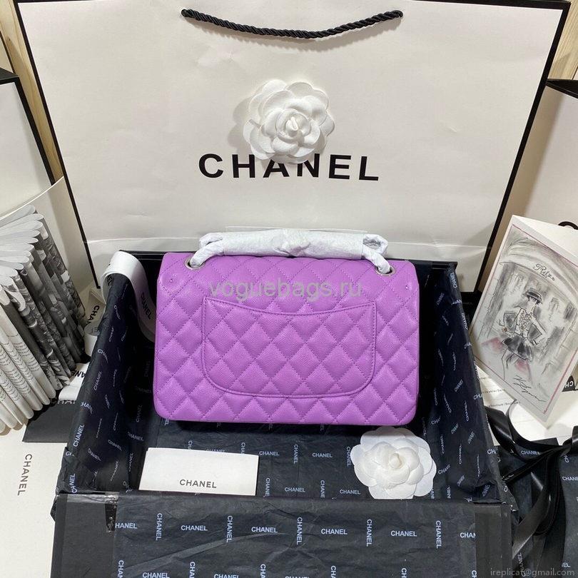 Chanel A01112 CF Quilted Classic Flap Bag in Grainy Lambskin Purple