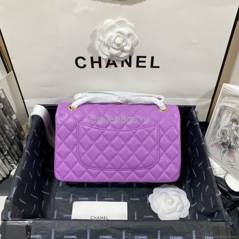 Chanel A01112 CF Quilted Classic Flap Bag in Grainy Lambskin Purple