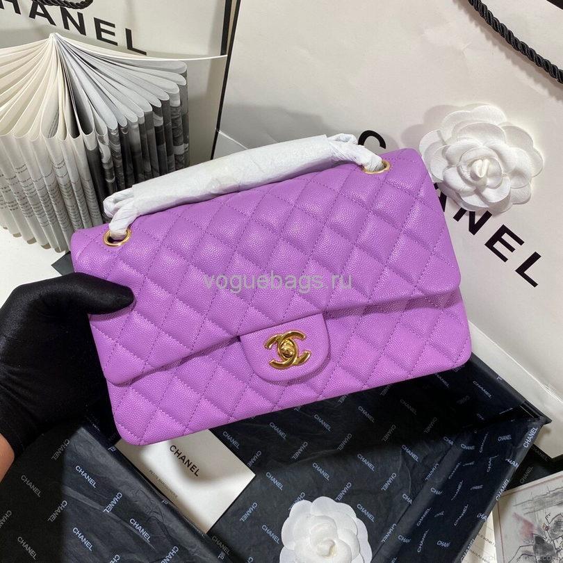 Chanel A01112 CF Quilted Classic Flap Bag in Grainy Lambskin Purple