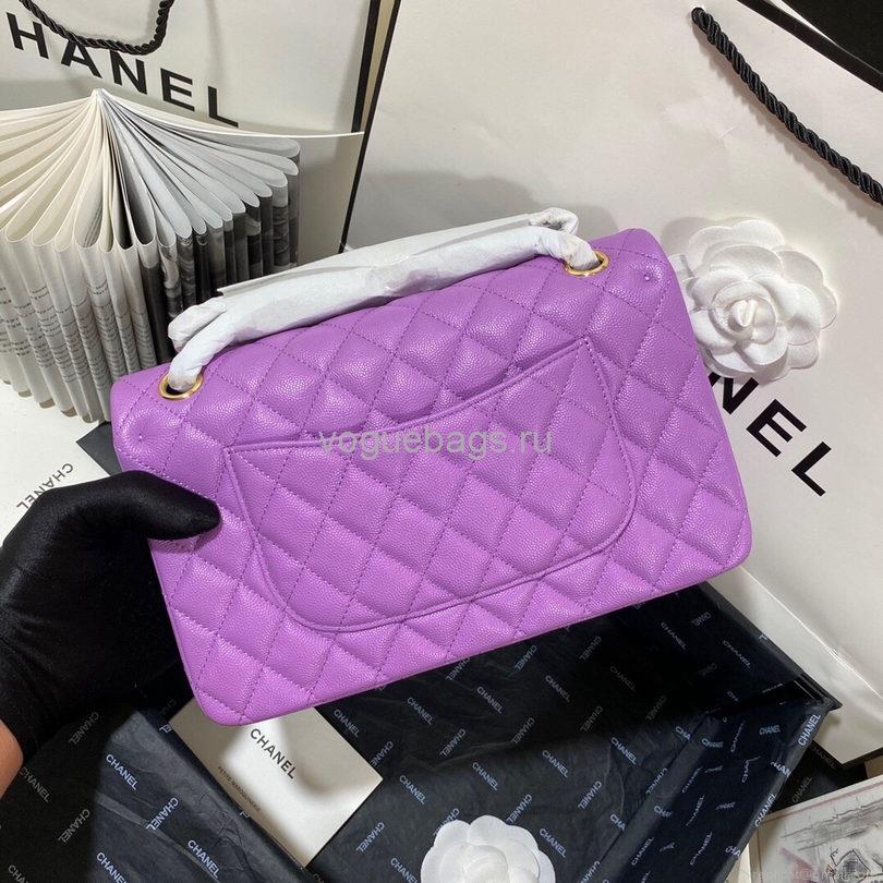 Chanel A01112 CF Quilted Classic Flap Bag in Grainy Lambskin Purple