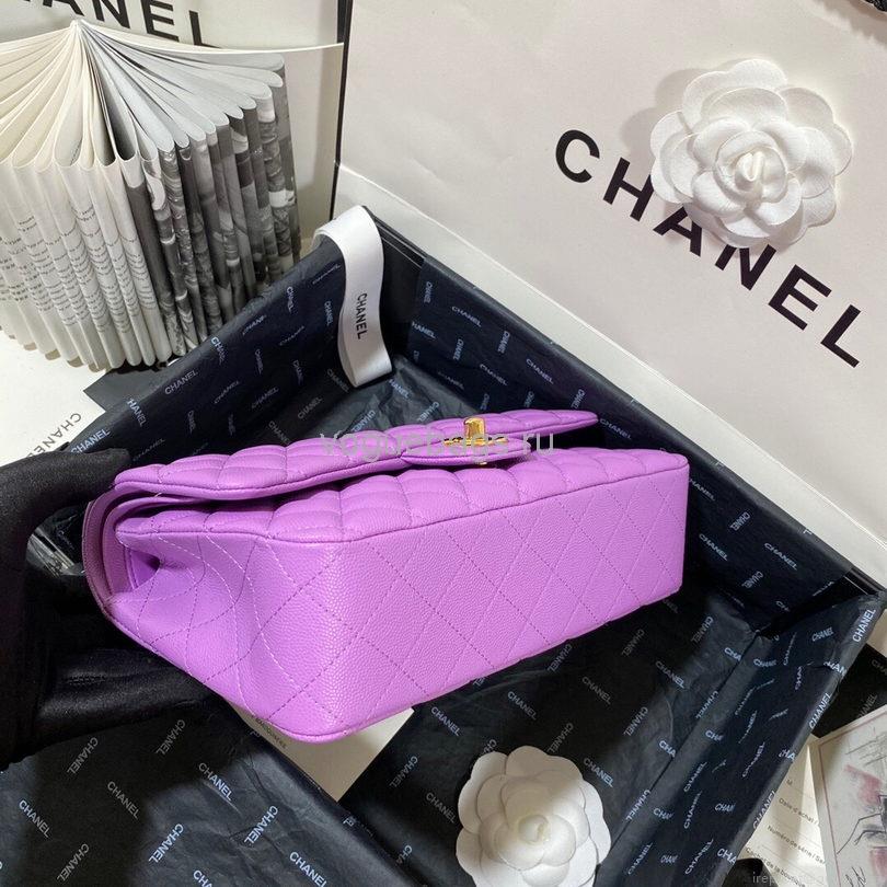 Chanel A01112 CF Quilted Classic Flap Bag in Grainy Lambskin Purple