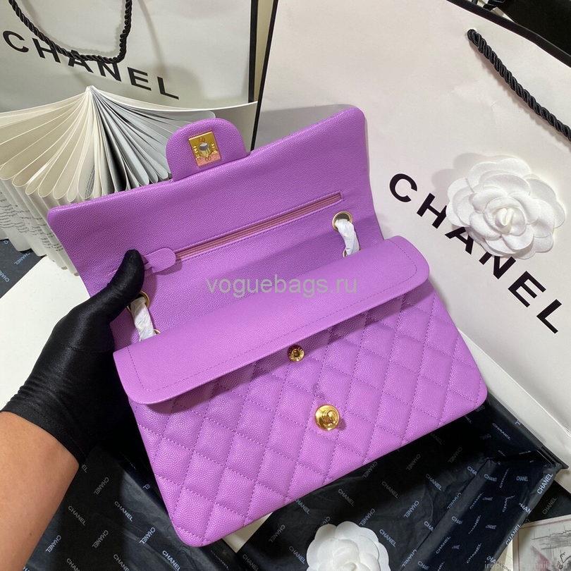 Chanel A01112 CF Quilted Classic Flap Bag in Grainy Lambskin Purple