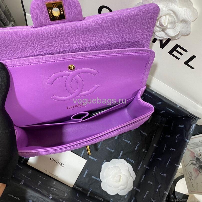 Chanel A01112 CF Quilted Classic Flap Bag in Grainy Lambskin Purple