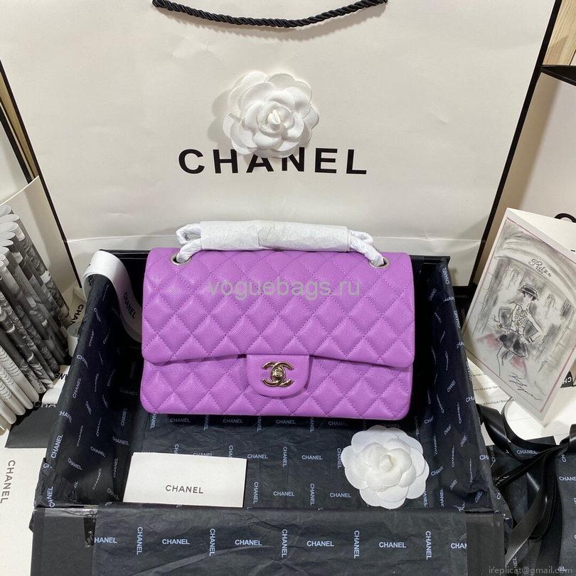 Chanel A01112 CF Quilted Classic Flap Bag in Grainy Lambskin Purple