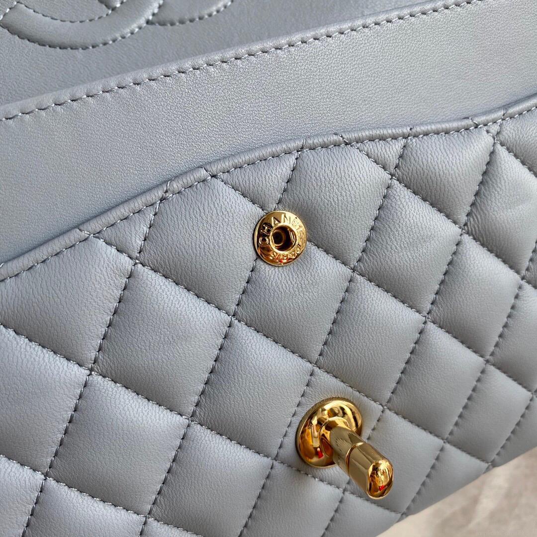 Chanel A01112 CF Quilted Classic Flap Bag in Grainy Lambskin Blue